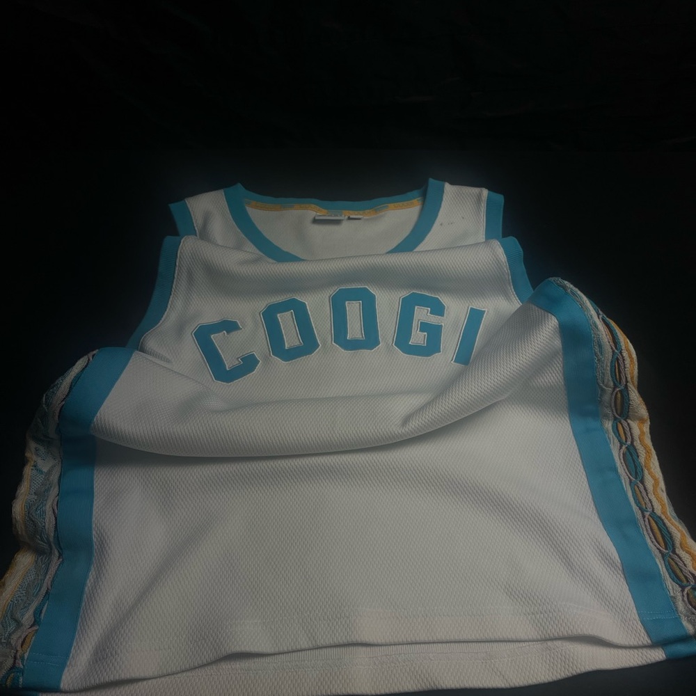 COOGI White and Blue Jersey Tank